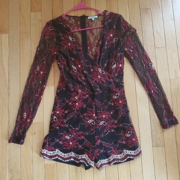 Charlotte Russe Tops - Charlotte Russe Lace Long Sleeve Bodysuit size L